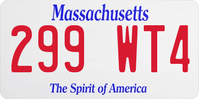 MA license plate 299WT4