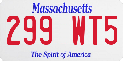 MA license plate 299WT5