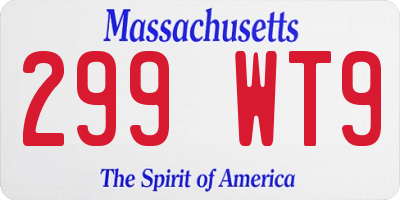 MA license plate 299WT9