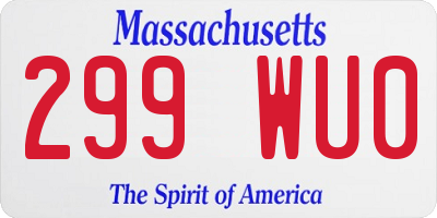 MA license plate 299WU0