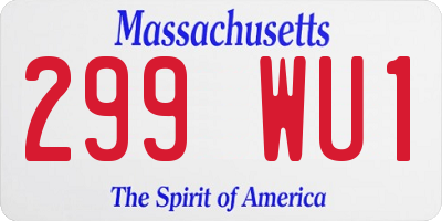 MA license plate 299WU1