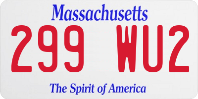 MA license plate 299WU2