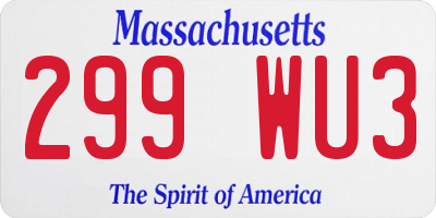 MA license plate 299WU3