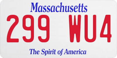 MA license plate 299WU4