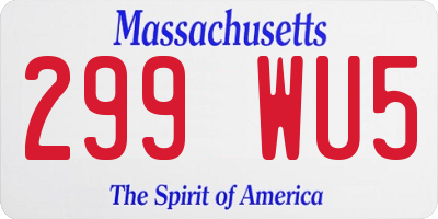 MA license plate 299WU5
