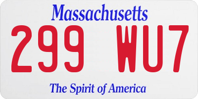 MA license plate 299WU7