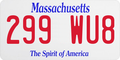 MA license plate 299WU8