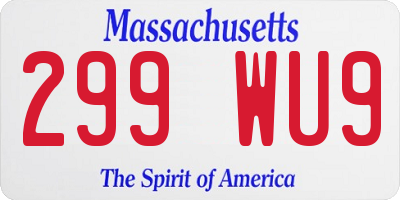 MA license plate 299WU9