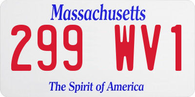 MA license plate 299WV1