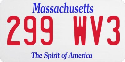 MA license plate 299WV3