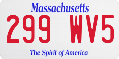 MA license plate 299WV5