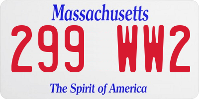 MA license plate 299WW2