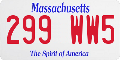 MA license plate 299WW5