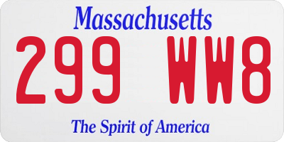 MA license plate 299WW8