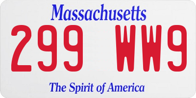 MA license plate 299WW9