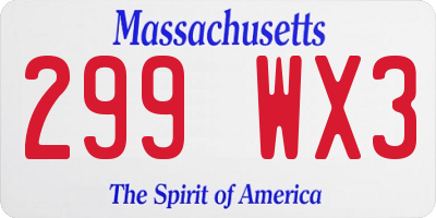MA license plate 299WX3