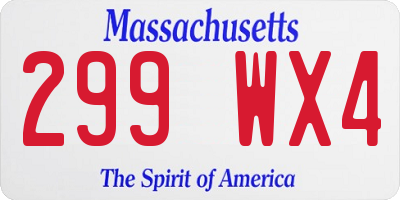 MA license plate 299WX4