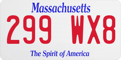 MA license plate 299WX8