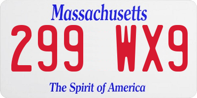 MA license plate 299WX9