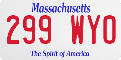 MA license plate 299WY0