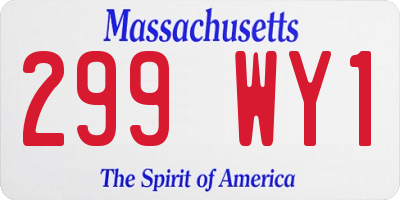 MA license plate 299WY1