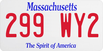 MA license plate 299WY2