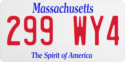 MA license plate 299WY4