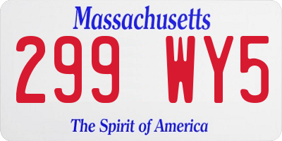 MA license plate 299WY5