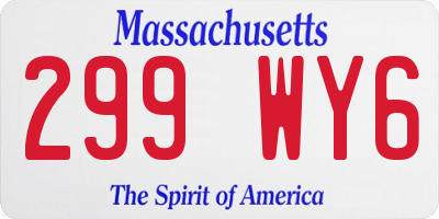 MA license plate 299WY6