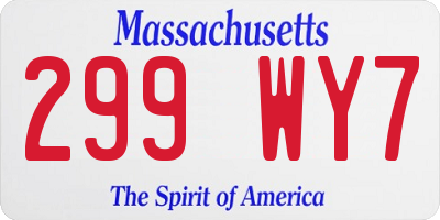 MA license plate 299WY7