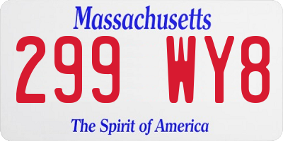 MA license plate 299WY8