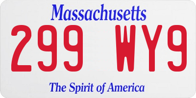 MA license plate 299WY9
