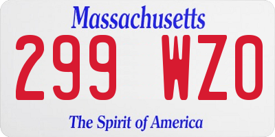 MA license plate 299WZ0