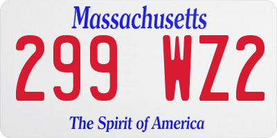 MA license plate 299WZ2