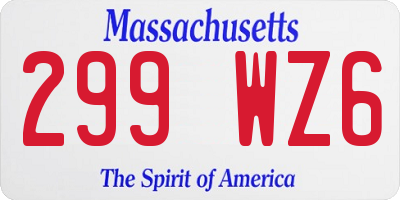 MA license plate 299WZ6