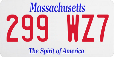 MA license plate 299WZ7