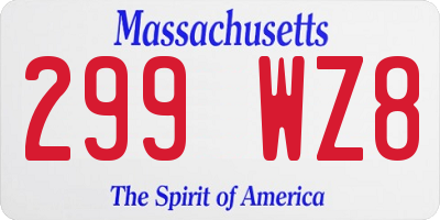 MA license plate 299WZ8