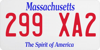 MA license plate 299XA2