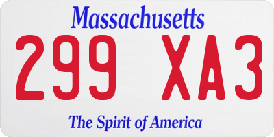 MA license plate 299XA3