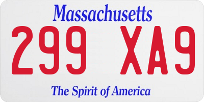 MA license plate 299XA9