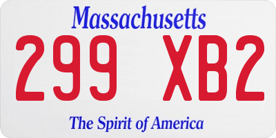 MA license plate 299XB2