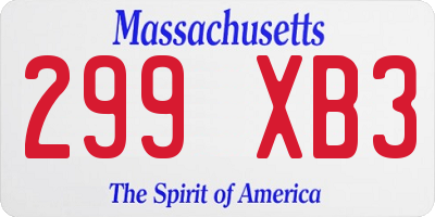 MA license plate 299XB3