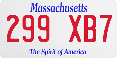 MA license plate 299XB7