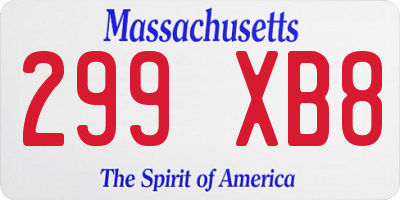 MA license plate 299XB8