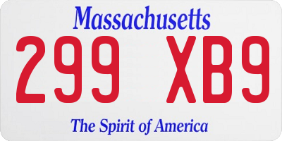 MA license plate 299XB9
