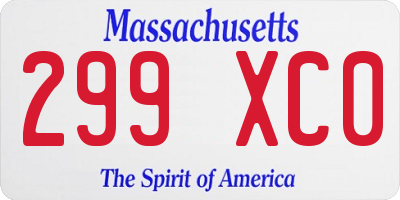 MA license plate 299XC0