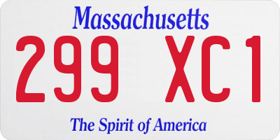 MA license plate 299XC1