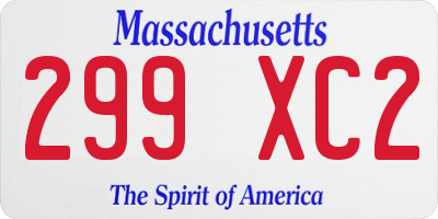 MA license plate 299XC2