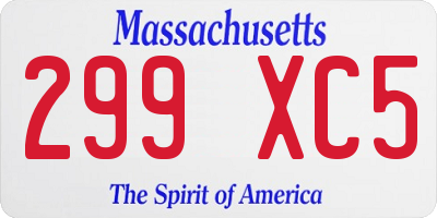 MA license plate 299XC5