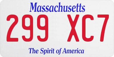 MA license plate 299XC7